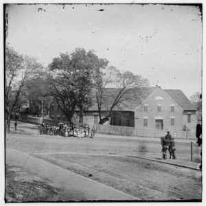 Group of African Americans in front of Church Building