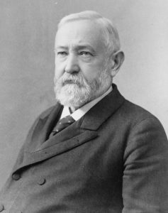 Formal portrait photograph of Benjamin Harrison. 